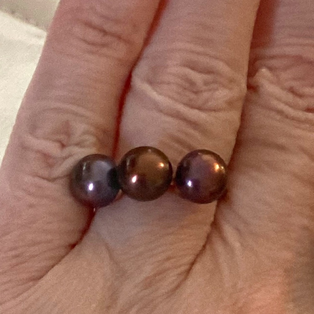 D’Joy 925 Sterling Silver Ring 14K Rose Gold Vermeil Freshwater Pearl Size 6